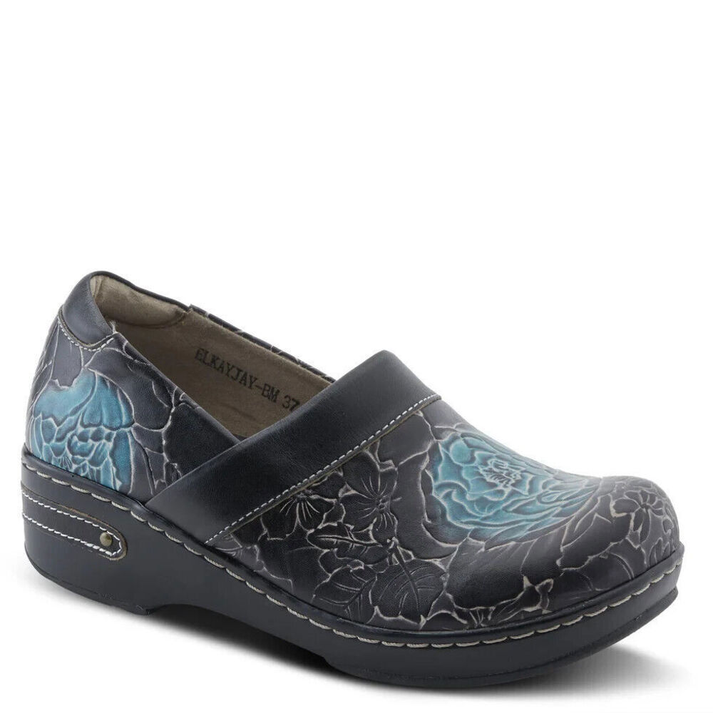 L'artiste By Spring Step Elkayjay Clogs Women's EURO 35 Black Multi Shoes KHD531